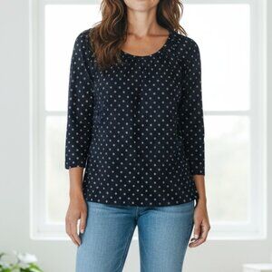Talula Navy Diamond Geometric Long-Sleeve Top Talula Navy & White Clover Print L